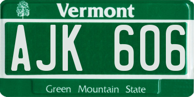 VT license plate AJK606