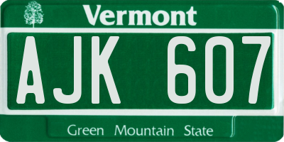VT license plate AJK607