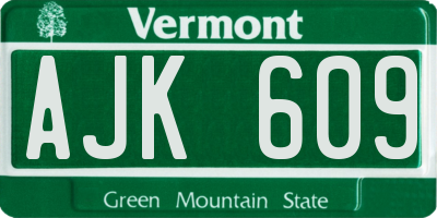 VT license plate AJK609