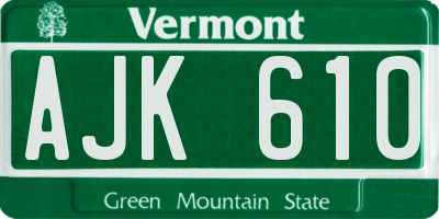 VT license plate AJK610
