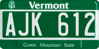 VT license plate AJK612
