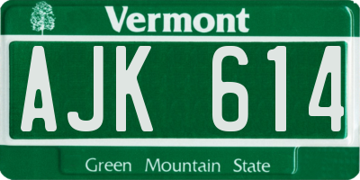 VT license plate AJK614
