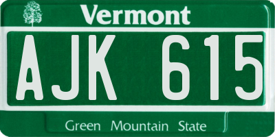 VT license plate AJK615