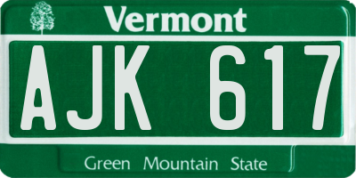 VT license plate AJK617