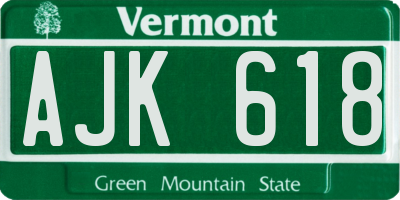 VT license plate AJK618