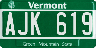 VT license plate AJK619