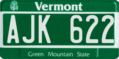 VT license plate AJK622