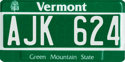 VT license plate AJK624