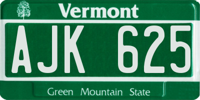 VT license plate AJK625