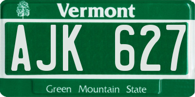 VT license plate AJK627