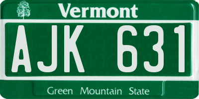 VT license plate AJK631
