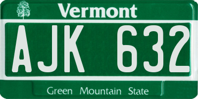 VT license plate AJK632