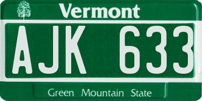 VT license plate AJK633