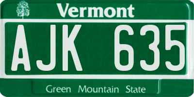 VT license plate AJK635