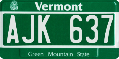 VT license plate AJK637