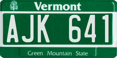 VT license plate AJK641