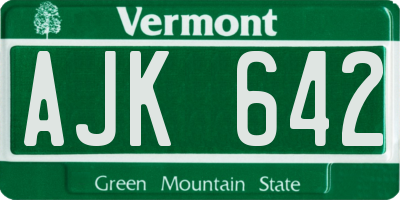 VT license plate AJK642