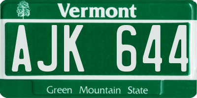 VT license plate AJK644