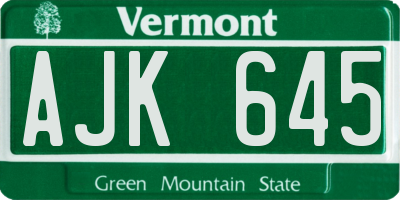 VT license plate AJK645