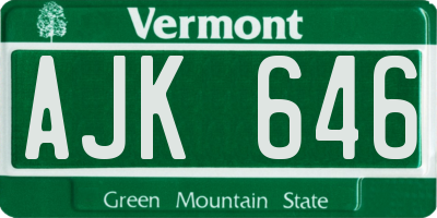 VT license plate AJK646