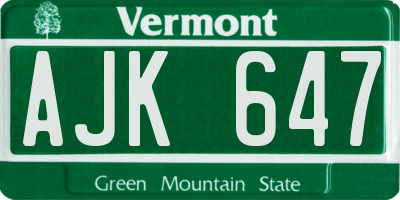 VT license plate AJK647