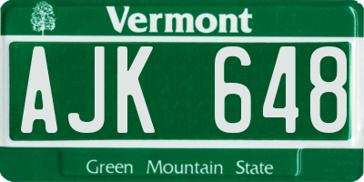 VT license plate AJK648