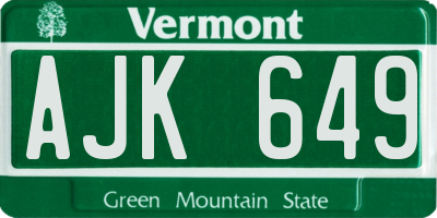 VT license plate AJK649