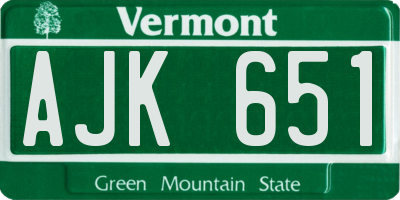 VT license plate AJK651