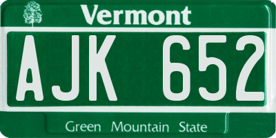 VT license plate AJK652