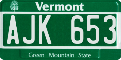 VT license plate AJK653