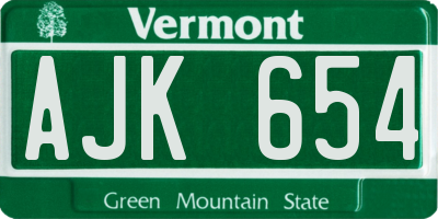 VT license plate AJK654