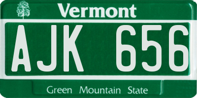 VT license plate AJK656