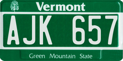 VT license plate AJK657