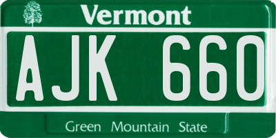 VT license plate AJK660