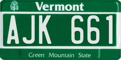 VT license plate AJK661