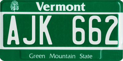 VT license plate AJK662
