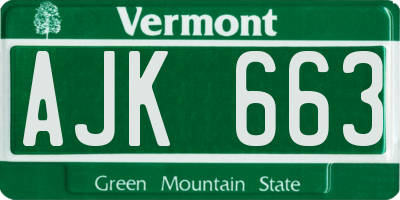 VT license plate AJK663
