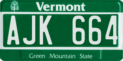 VT license plate AJK664