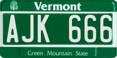 VT license plate AJK666
