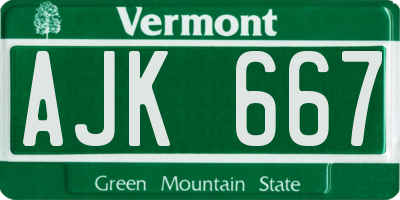 VT license plate AJK667