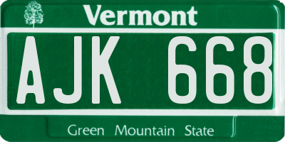 VT license plate AJK668