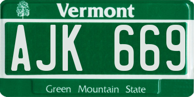 VT license plate AJK669