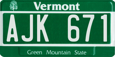 VT license plate AJK671