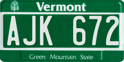 VT license plate AJK672