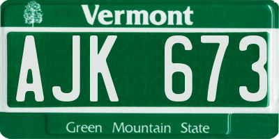 VT license plate AJK673