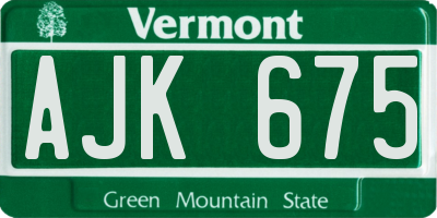 VT license plate AJK675