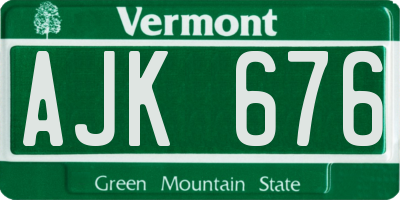 VT license plate AJK676