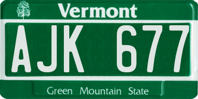 VT license plate AJK677