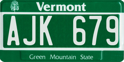VT license plate AJK679