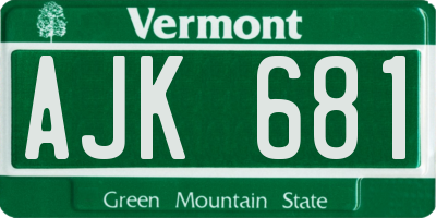 VT license plate AJK681